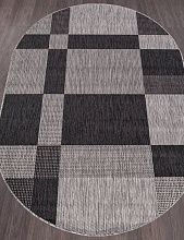 Ковер циновка VEGAS S005 GRAY-BLACK Овал