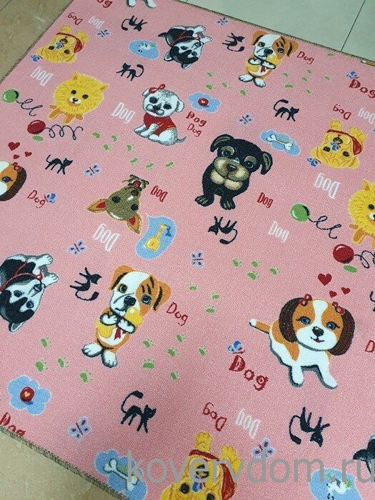 Детский ковер-палас DOGS 1474 розовый Детский ковер-палас DOGS 1474 розовый