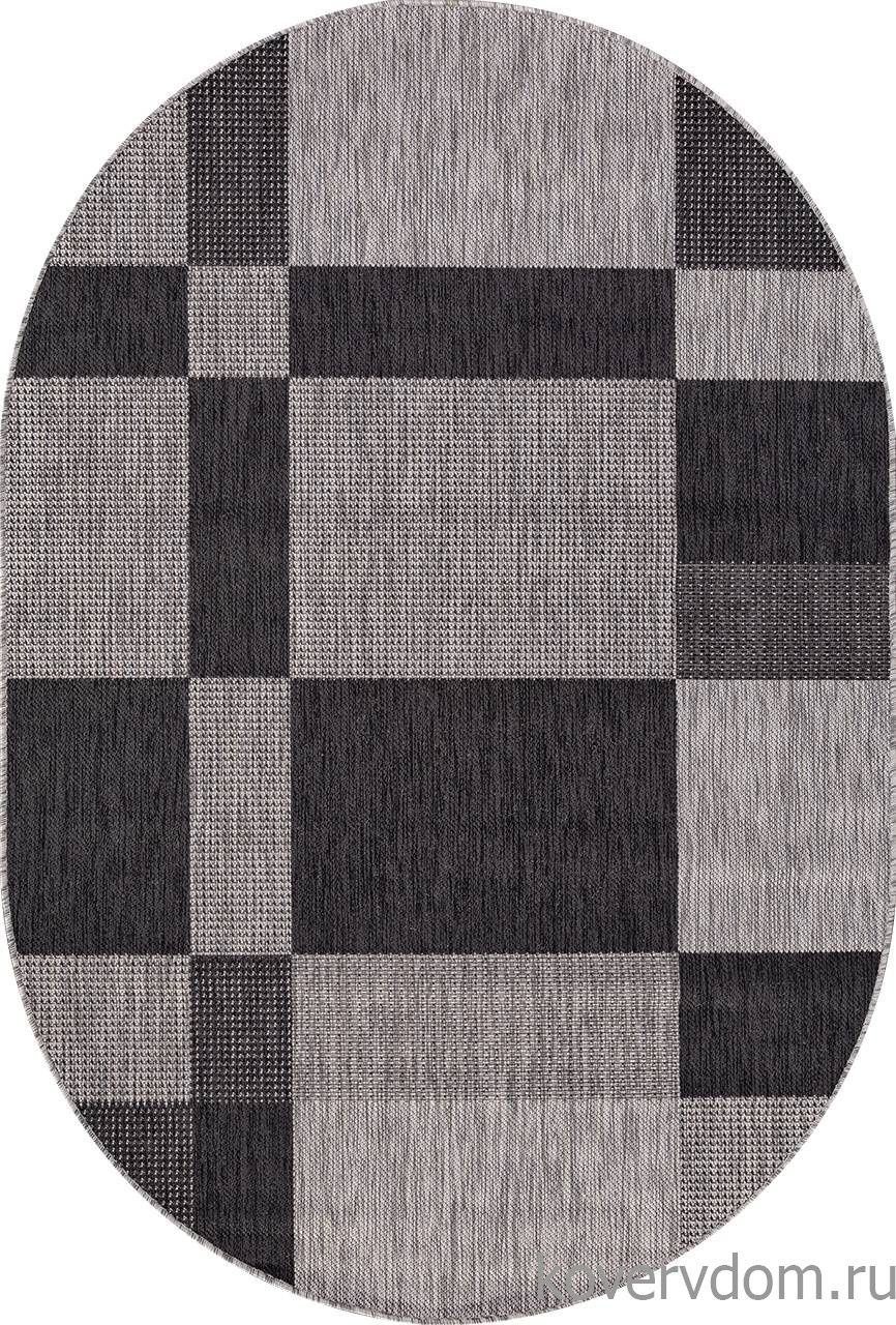 Ковер циновка VEGAS S005 GRAY-BLACK Овал