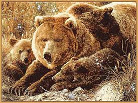 Шерстяной пейзажный ковер из Монголии Hunnu 6S235 28 медведи
