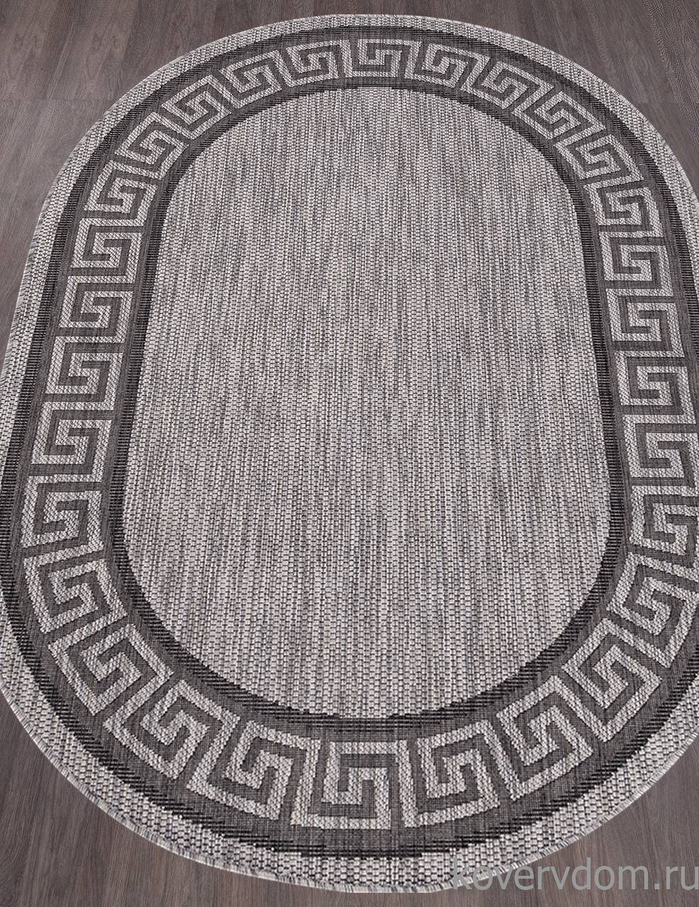 Ковер циновка VEGAS S002 GRAY-BLACK Овал
