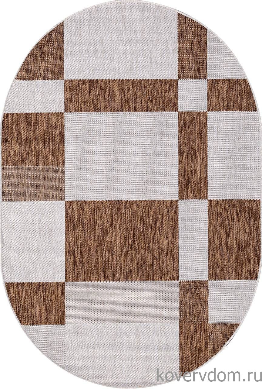 Ковер циновка VEGAS S005 CREAM-BROWN Овал