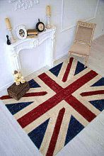 Ковер красный винтажный ручной работы Британский флаг Vintage Flag Patchwork 22228